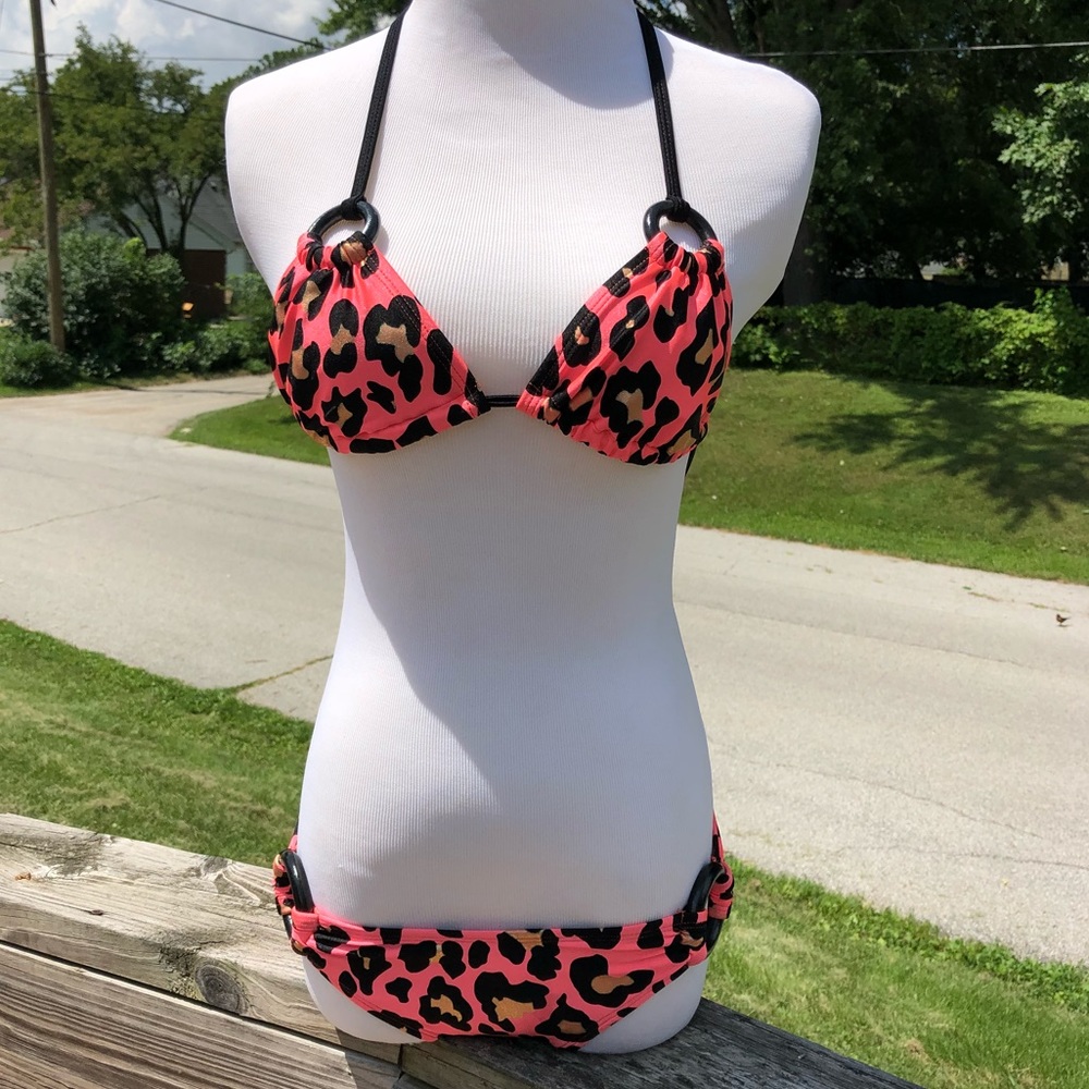 Orange Cheetah Hooped Bikini Set SZ S! NEW!